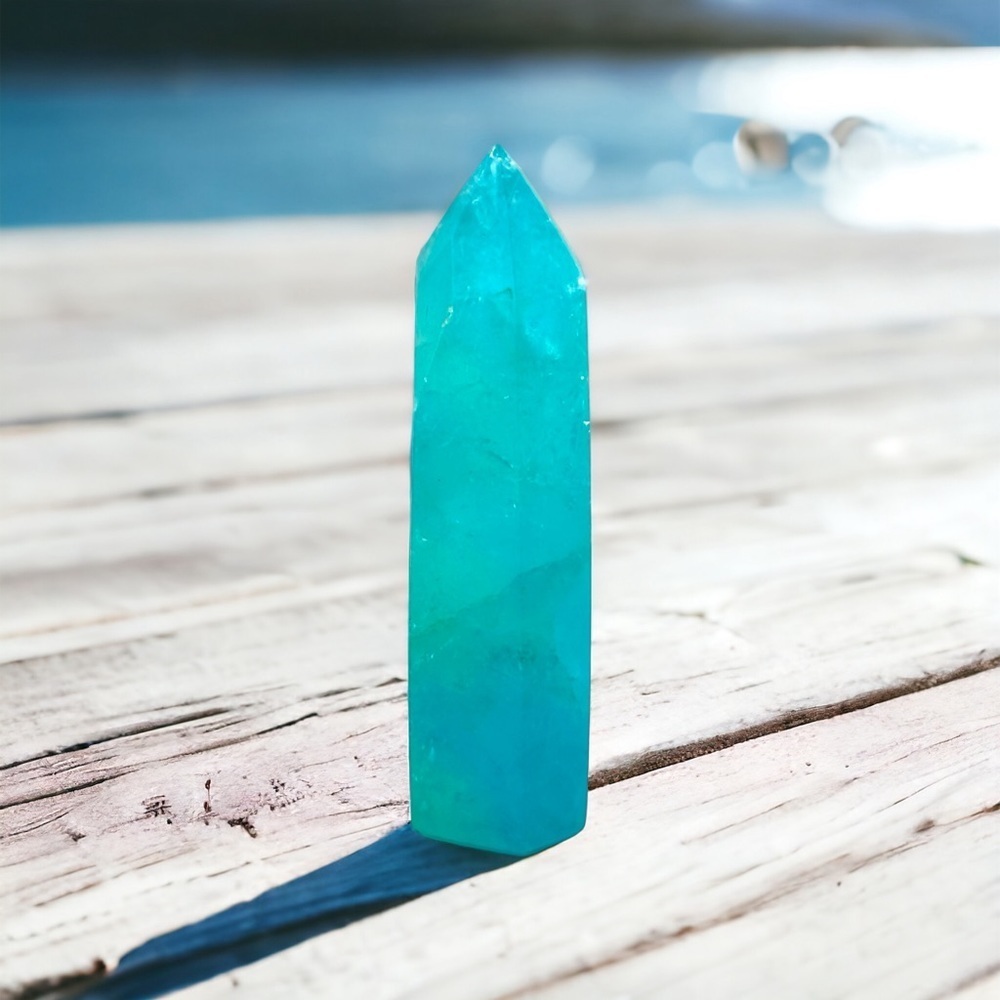 RARE Elestial Monatomic Turquoise Blue Andara Crystal Tower Heart Chakra Healing